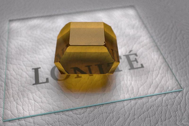 An unpolished amber LONITÉ memorial diamond from ashes made out of human cremated remains or hair.